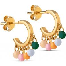 Enamel copenhagen hoops rainbow ENAMEL Copenhagen Dreamy Earrings - Gold/Rainbow