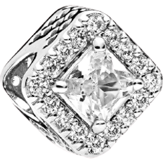 Halo vedhæng Pandora Geomatric Radiance Charm - Silver/Transparent