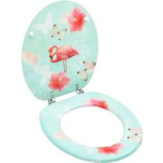 Chroom Toiletaccessoires vidaXL Toiletbril Met Deksel Flamingo MDF