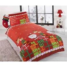 Red Bed Set Kid's Room Kids Xmas Santa Claus Bedding Set 53.2x78.7"