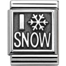 Damen - Edelstahl Charms & Anhänger Nomination Composable Big Link I Love Snow Charm - Silver (332111/07)