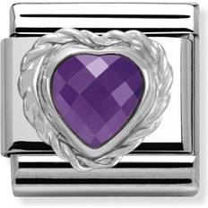 Nomination Composable Classic Link Heart Shaped Faceted Charm - Silver/Purple