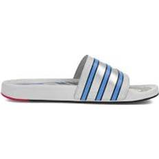 Faux Leather Slides Adidas Adilette Premium - Clear Grey/Light Blue/Bright Red