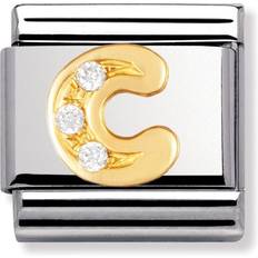 Dame - Gull Charms & Anheng Nomination Composable Classic Link Letter C Charm - Silver/Gold/Transparent