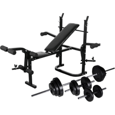 Dumbbells Fitnessbanken vidaXL Gewichtenbank met gewichtenrek en halterset 30,5 kg