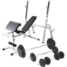 Exercise Bench Set vidaXL Exercise Bench Set with Weight Stand Barbell & Dumbbells 90kg