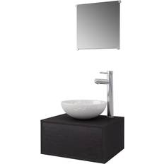 vidaXL Set Mobili da Bagno 4 pz Con Lavabo e Rubinetto Nero