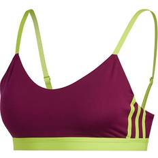 Purple - Yoga Clothing adidas All Me 3-Stripes Sports Bra - Power Berry/Semi Solar Slime