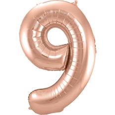 Plastic Cijferballonnen Foil Ballons Number 9 Rose Gold