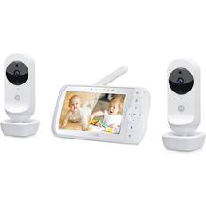 Vision nocturne Babyphones Motorola Ease 35 Duo Moniteur bébé avec 2 caméras Ecran 5" HD Vision nocturne Talkie walkie Zoom Température ambiante Blanc