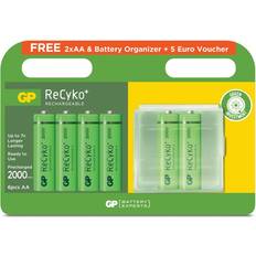 Uppladdningsbara batterier aa GP Batteries ReCyko Promo AA Rechargeable 2000mAh 4+2-pack