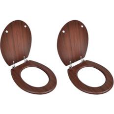 vidaXL Toiletbrillen Met Deksels 2 St MDF Bruin