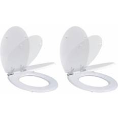 vidaXL Siège De Toilette Couvercle À Fermeture Douce MDF Blanc Abattant WC