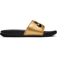 Nike Wmns JDI Benassi Slides Black Metallic Gold