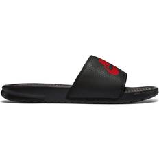 Faux Leather Slides Nike Benassi JDI - Black/Challenge Red