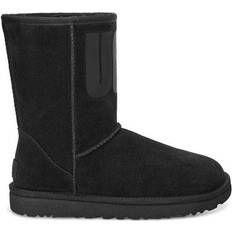 UGG Classic Short Rubber Logo Boot - Black