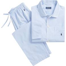 Polo Ralph Lauren Coton Pyjamas Polo Ralph Lauren Poplin Long Sleep Set - Light Blue Mini Gingham