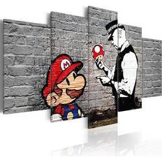 Röda Tavlor Tavla Super Mario Mushroom Cop Banksy Tavla 200x100cm