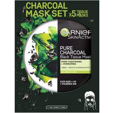 Salicylic Acid Facial Masks Garnier Skin Active Pure Charcoal Black Tissue Mask 28g 5-pack