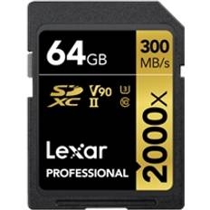 64 Go - SDHC Cartes mémoire LEXAR Professional SDXC Class 10 UHS-II U3 V90 2000x 300/260MB/s 64GB