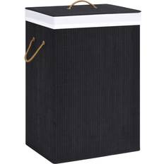 vidaXL Panier À Linge Avec 2 Sections Bambou Noir 72 L