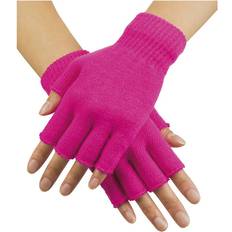 Carnaval Accessoires Boland Vingerloze handschoen fluor pink