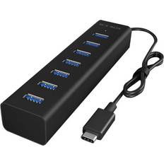 ICY BOX Hub Usb 3.0 in Alluminio a 7 Porte Colore Nero