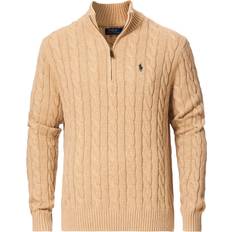 Polo Ralph Lauren Cable-Knit Half Zip Sweater - Camel Melange