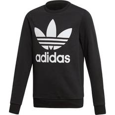 Adidas Girls Sweatshirts Children's Clothing Adidas Junior Trefoil Crew Sweatshirt - Black/White (ED7797)