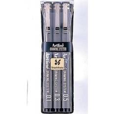 Artline Drawing System Pen Black 3 Sæt