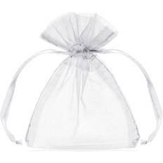 Bruiloft Cadeauzakken PartyDeco Organza zakjes wit 7,5x10cm (10st)