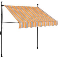 vidaXL Auvent Manuel Rétractable Avec LED 100 cm Blanc et Orange 100x120cm