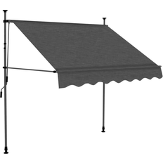 vidaXL Retractable Awning Patio Awning with Hand Crank and LED Blue and White 150x120cm