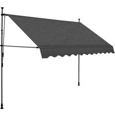 vidaXL Manual Retractable Awning With LED 98.4' Orange And Brown 250x120cm