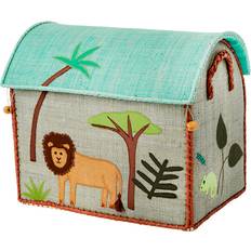 Rice Small Raffia Toy Basket with Jungle Boys Theme