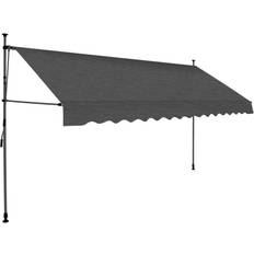 Gray Window Awnings vidaXL Manual Retractable Awning with LED 137.8x47.2"