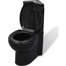 vidaXL Toilette d'angle en céramique pour salle de bains noir