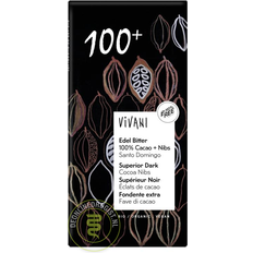 Chocolates Vivani Superior Dark 100+ with Cocoa Nibs 80g