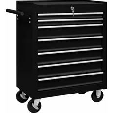 vidaXL Carrito caja de herramientas 7 cajones negro