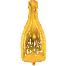 Foil Ballons Bottle Happy New Year Gold/White