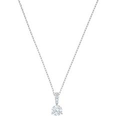 Solitaire Pendant Necklace - Silver/White