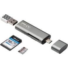 PNY R-TC-UA-3N1E01-RB Lecteur de carte mémoire externe USB-C USB 3.2 (Gen 1) métallique