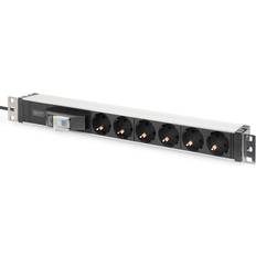 1.8 m Bandes Électriques Assmann DN-95417 Coupe-circuit (rack-montable) CA 250 V 4000 Watt entrée alimentation connecteurs de sortie 6 1U 19" 1.8 m cordon noir