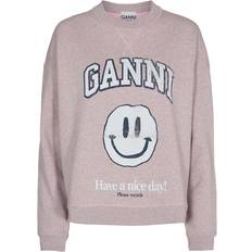 Ganni S Gensere Ganni Isoli Dropped Shoulder Smiley Sweatshirt - Pale Lilac