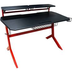 Escritorios de juegos LC-Power LC-GD-1R Gaming Desk Black/Red Carbon Metal Frame 92,5 x 130 x 70, 1300x700x925mm