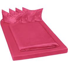 Satin Sengetøj tectake 401916 6-pack Dynebetræk Rød (200x150cm)