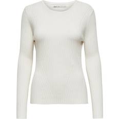 Hvite Gensere Only Long Sleeved Rib Pullover - White/Cloud Dancer