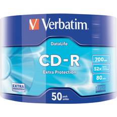 Verbatim CD-R Extra Protection, 700 MB di archiviazione dati CD vergini, ideale per la registrazione di foto e video, compatibile con qualsiasi unità CD convenzionale, confezione da 50