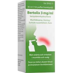 Benzydaminhydroklorid Receptfria läkemedel Bertolix 3mg/ml 30ml Munspray