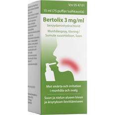 Benzydaminhydroklorid Receptfria läkemedel Bertolix 3mg/ml 15ml Munspray